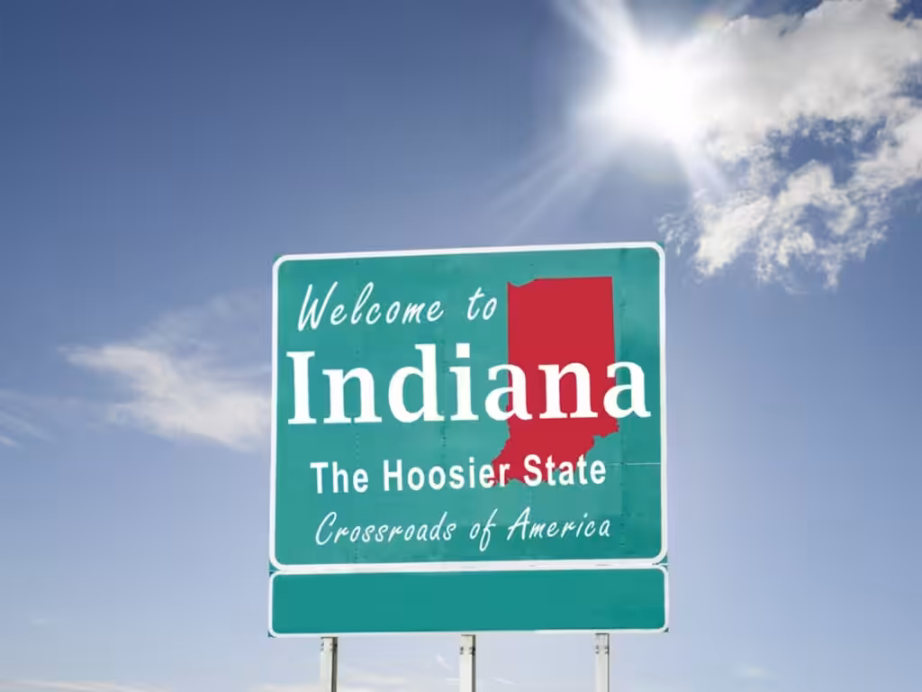 a state sign that says welcome to Indiana