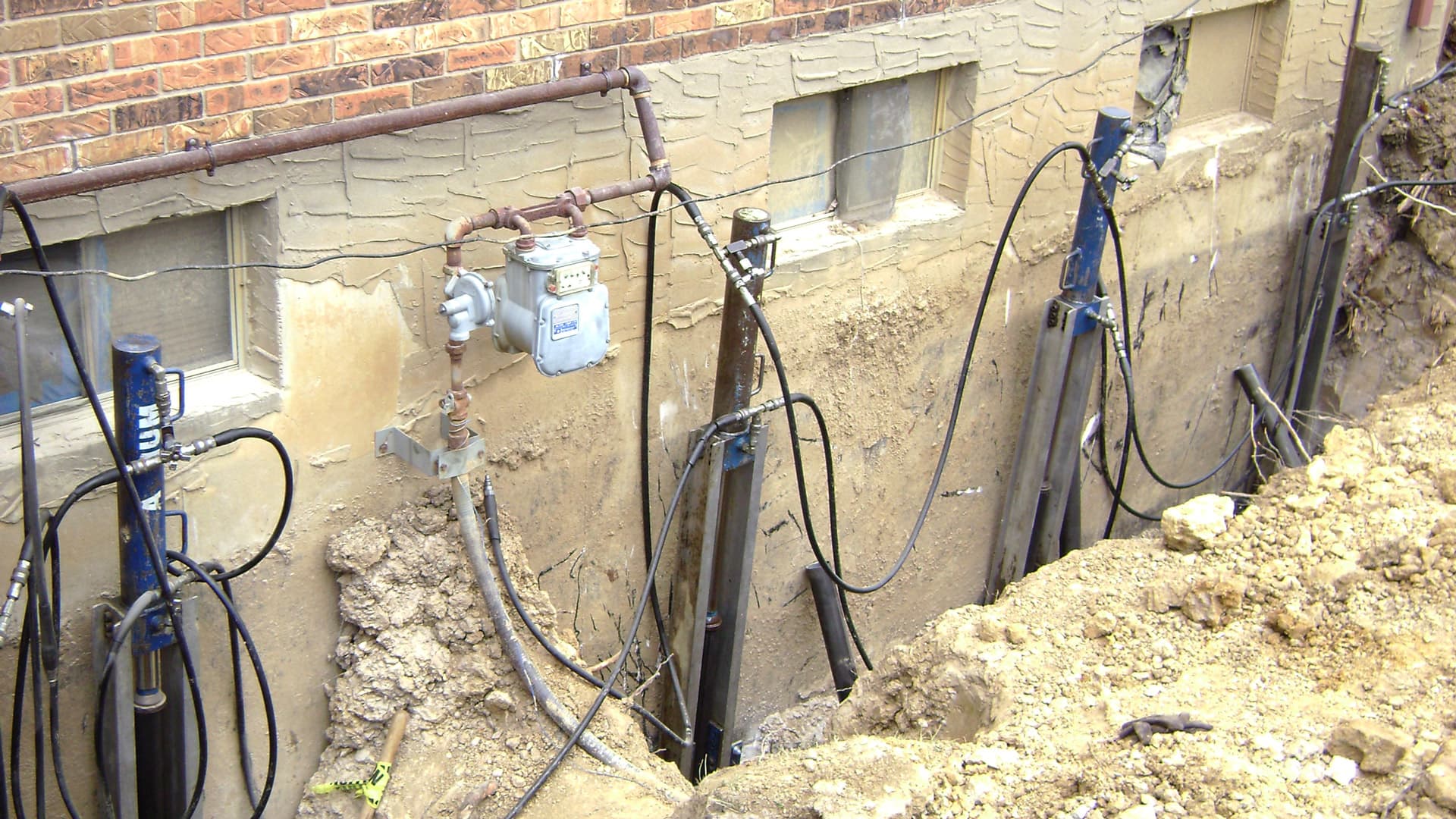 a photo of a foundation with ground support sticking out