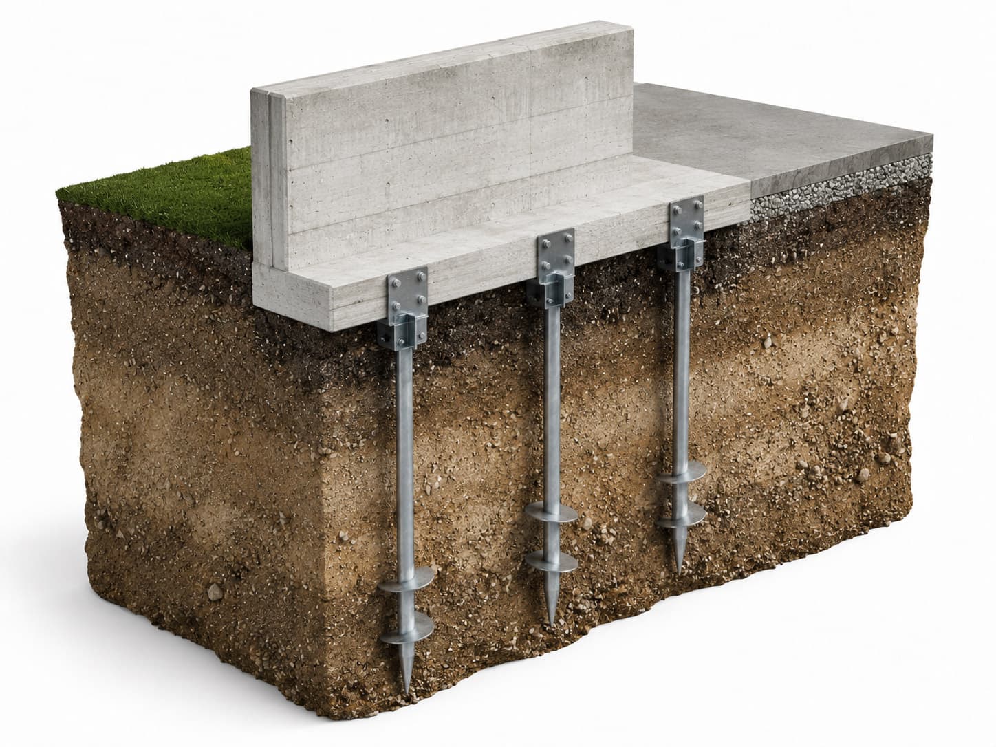 A graphic demonstration of how helical piles works for foundation repair