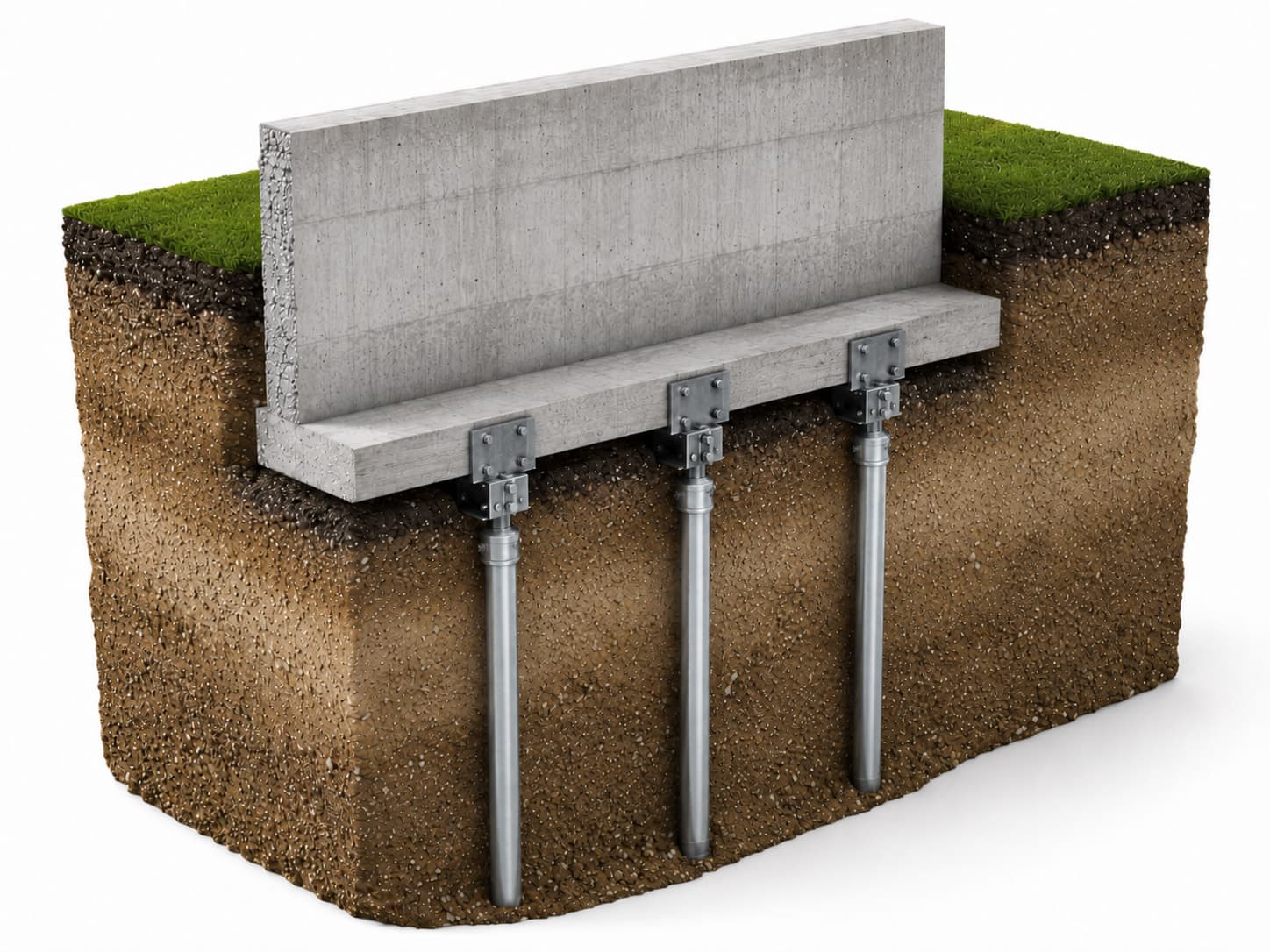 A graphic demonstration of how push piers work for foundation repair